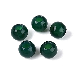 Green Onyx Agate Natural Green Onyx Agate European Beads, Smoooth Round, Dyed & Heated, Large Hole Beads, 12~12.5x10~11mm, Hole: 5mm