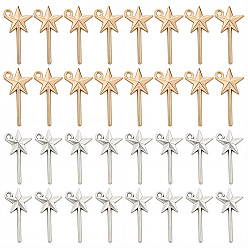 Антично-серебристый и Светло-золотой 160 шт 2 цвета подвески из сплава в тибетском стиле, звезда, старинное серебро и светлое золото, 25x12x2 мм, отверстие : 1.6 мм, 80 шт / цвет