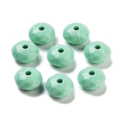 Средний Аквамарин Непрозрачные акриловые бусины, граненые, рондель, средний аквамарин, 8.5x5 мм, отверстие : 1.8 мм