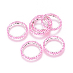 Бледно-Розовый Японский бисер miyuki & toho ручной работы, с посеребренными 304 кольцами из нержавеющей стали, Ткацкий станок, кольцо / круг, розовый жемчуг, 18~19x1.7 мм, внутренний диаметр: 14 мм