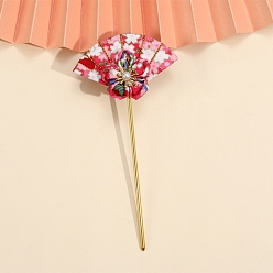 Cerise Blumenfächer Stoff Haarstäbe, Haarschmuck für Frauen und Mädchen, cerise, 150 mm