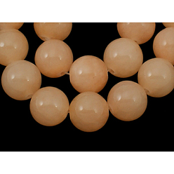 Light Salmon Natural Jade Beads Strands, Round, Dyed, Light Salmon, about 10mm in diameter, hole: 1mm, about 40 pcs/strand, 16 inch