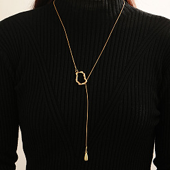 Самородки Регулируемые ожерелья-лариаты из цинкового сплава с каплевидной кисточкой для женщин, золотые, самородки, 27.32 дюйм (69.4 см)