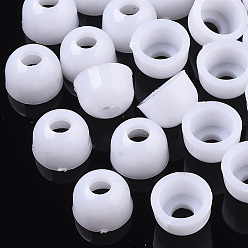Blanc Opaque comme embouts en plastique, les résultats de cheveux, accessoires de cravate à cheveux bricolage, blanc, 9.5x6.5mm, diamètre intérieur: 3.5 mm & 6.5 mm, environ 4000 pièces / sac