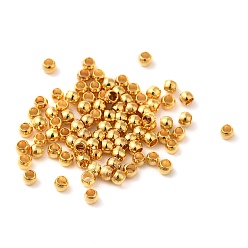Настоящее золото 18K Латунные бусины, без кадмия, без никеля и без свинца, круглые, реальный 18 k позолоченный, 2x1.5 мм, отверстие : 1.2 мм