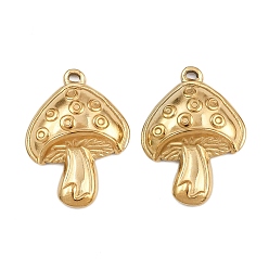 Настоящее золото 18K 304 подвески из нержавеющей стали, грибные прелести, ионное покрытие (ip), реальный 18 k позолоченный, 21.5x15.5x4 мм, отверстие : 1.2 мм