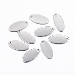 Stainless Steel Color Tarnish Resistant 201 Stainless Steel Stamping Blank Tag Pendants, Oval, Stainless Steel Color, 17x8x1mm, Hole: 1.5mm