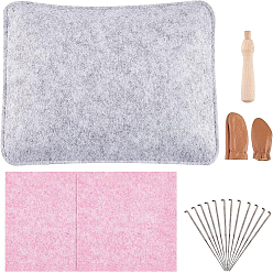 (52) Непрозрачная лаванда Набор для самостоятельного изготовления игольчатого валяния, в том числе коврик из нетканого материала, иглы для валяния из нержавеющей стали, иглы для пробивания дерева, кожаный наперсток пальца, разноцветные, 18 шт / пакет