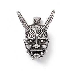 Античное Серебро 304 подвески для ручной полировки из нержавеющей стали, дьявольские чары, античное серебро, 39x29.5x17 мм, отверстие : 4x9 мм