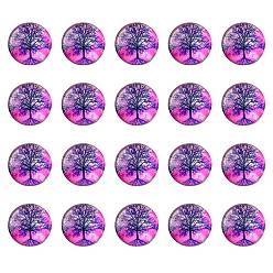 Ярко-Розовый Половина раунд / купол дерево шаблон стекло Flatback кабошоны для поделок проектов, ярко-розовый, 25x6 мм