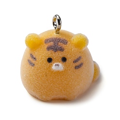 Тигр Подвески из смолы в виде животных, с железной платиной петлей, тигр, 22.5x23x22 мм, отверстие : 2.5 мм