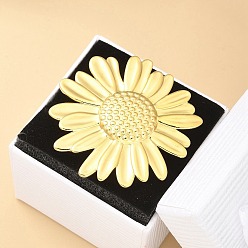 Цветок 304 открытая манжета из нержавеющей стали для женщин, реальный 18 k позолоченный, цветок, Цветок: 43 мм, регулируемый