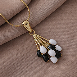 Золотой 316 Женские ожерелья с подвесками в виде воздушных шаров из хирургической нержавеющей стали белого и черного цвета с эмалевым покрытием, золотые, 15.75 дюйм (40 см)