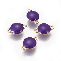 Индиго Ионное покрытие (ip) 304 эмалированные соединители из нержавеющей стали, эмалированные блестки, плоско-круглые, золотые, индиговые, 12x8x4 мм, отверстие : 1.4 мм