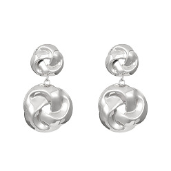 Платина Серьги-гвоздики из сплава с узлами, платина, 53x30 мм