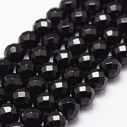 Black Onyx Бусины из натурального черного оникса, окрашенная и подогревом, 64 граненый, круглые, 14 мм, отверстие : 1.2 мм, 28 шт / нитка, 15.7 дюйм