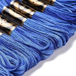 Steel Blue 10 Skeins 6-Ply Polyester Embroidery Floss, Cross Stitch Threads, Segment Dyed, Steel Blue, 0.5mm, about 8.75 Yards(8m)/skein