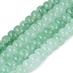 Medium Aquamarine Imitation Jade Crackle Glass Beads Strands, Rondelle, Medium Aquamarine, 8x5mm, Hole: 1~1.6mm, about 70~79pcs/strand, 13.19~15.35 inch(33.5~39cm)