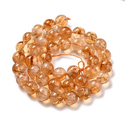 Citrine Natural Citrine Bead Strands, Round, 10mm, Hole: 1mm, about 39pcs/strand, 15.08''(38.3cm)