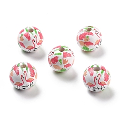 Flamingo Shape Окрашенные распылением европейские деревянные бусины schima, бусины с большим отверстием, круглые, светло-вишневый, Фламинго, 19.5 мм, отверстие : 5.1 мм