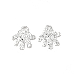 925 Sterling Silver Plated Brass Pendants, Cadmium Free & Lead Free, Hand Charms, 925 Sterling Silver Plated, 9x8.5x0.6mm, Hole: 1mm