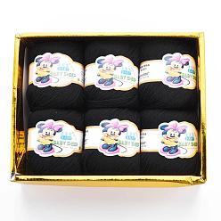 Черный Детская Пряжа, с хлопком, шелк и кашемир, чёрные, 1 мм, о 50 г / рулон, 6 рулонов / коробке