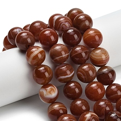 Шоколадный Натуральные полосатые агатовые бусы, круглые, окрашенная и подогревом, цвет шоколада, 16 мм, отверстие : 1.5 мм, около 25 шт / нитка, 15.35 дюйм (39 см)