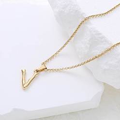 Letter V Ожерелья с подвесками в виде алфавита из нержавеющей стали для женщин, золотые, Буква V
