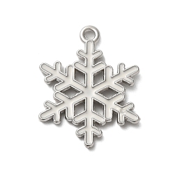 Снежинка Подвески из сплава с эмалью на зимнюю тематику, платина, снежинка, 24x19x1.5 мм, отверстие : 1.6 мм