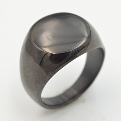 Черный 304 палец кольца из нержавеющей стали, плоско-круглые, чёрные, размер США 9 (18.9 мм)