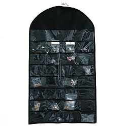 Черный Сумка для ювелирных изделий из нетканых материалов, настенные полки шкафы для хранения вещей, прозрачный ПВХ 32 сетки, чёрные, 82.5x46.5x0.4 см