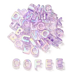 Сливовый УФ-покрытие радужными переливающимися акриловыми бусинами, случайные смешанные буквы, слива, 20~21x14~20.5x8.5~20.5 мм, отверстие : 3.5 мм, около 90~100 шт / упаковка