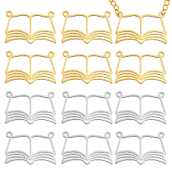 Золотой & Цвет Нержавеющей Стали 12 шт. 2 цвета 201 подвески из нержавеющей стали, лазерная резка, книжное очарование, золотые и нержавеющая сталь цвет, 22.5x34.5x1 мм, отверстие : 2 мм, 6 шт / цвет