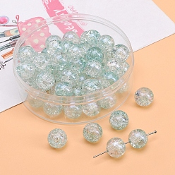 Бледно-бирюзовый 20прозрачные стеклянные бусины с кракле, круглые, бледные бирюзовая, 10 мм, отверстие : 1.5 мм