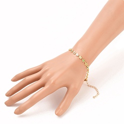 Real 18K Gold Plated Brass Enamel Flower Link Chain Bracelets, with 304 Stainless Steel Lobster Claw Clasps, Colorful, Real 18K Gold Plated, 7-1/2 inch(19cm)