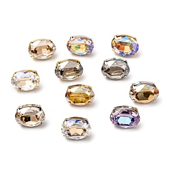 (52) Непрозрачная лаванда Латунь обувь пряжка клипы, со стеклянными стразами, для украшения сумки для обуви, кошелек аппаратные аксессуары, граненые, овальные, платиной и золотом, разноцветные, 13x18x8 мм