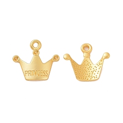 Golden Rack Plating Alloy Pendant Rhinestone Settings, Crown with Word Princess, Golden, Fit for 1.5mm Rhinestone, 16.5x18.5x1mm, Hole: 1.6mm