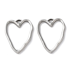 Нержавеющая Сталь Цвет 304 подвески из нержавеющей стали, шарма сердца, анти-тускнение, цвет нержавеющей стали, 26x20x1.5 мм, отверстие : 2 мм
