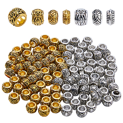 (52) Непрозрачная лаванда 30 шт 6 стили европейские бусины из сплава в тибетском стиле, бусины с большим отверстием, рондель, разноцветные, 7~8x3.5~5.5 мм, отверстие : 3.5~4 мм, 50 шт / стиль