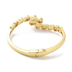 Teardrop Brass Pave Shell Open Cuff Bangles for Women, Real 18K Gold Plated, Teardrop, Inner Diameter: 2-1/8 inch(5.4cm)