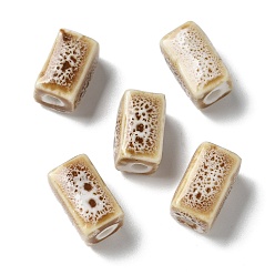 Wheat Handmade Porcelain Beads, Cuboid, Wheat, 12~13x7~7.5x7~7.5mm, Hole: 2.5mm