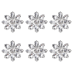 Transparent 6Stück Glascabochons, Blume, Transparent, 38x38x5.5 mm