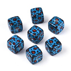 Другие Непрозрачные акриловые бусины с лазерной печатью, кубические, леопардовым принтом, 14x14x14 мм, отверстие : 3.2 мм