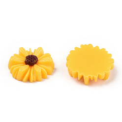 Золотистый Аксессуары для кабошонов из непрозрачной смолы с плоской задней стенкой, Для изготовления ювелирных изделий из смолы, маргаритка, золотые, 13 мм