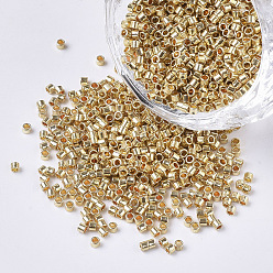 Золотистый Fgb 11/0 стеклянный бисер класса А, цилиндр, однородный размер бисера, металлических цветов, золотые, 1.5x1 мм, отверстие : 0.5 мм, около 20000 шт / упаковка
