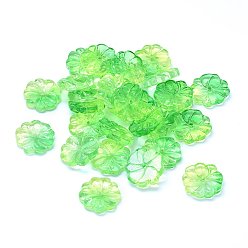 Лайм Прозрачные стеклянные бусины, цветок, два тона, желто-зеленые, 15x4 мм, отверстие : 1.2 мм