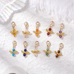 Золотой 10 шт. 10 стили ангел натуральные и синтетические смешанные драгоценные камни подвески украшения, Сплав с застежками когтя омара, золотые, 26 мм, 1 шт / стиль