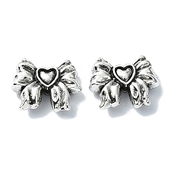 Античное Серебро Сплавочные овальные бусины тибетского стиля , бантом, античное серебро, 11.5x14.5x4 мм, отверстие : 1.8 мм, Около 221 шт / 500 г