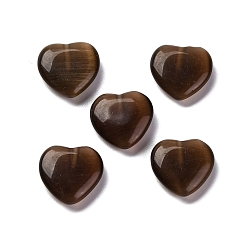 Кокосово-Коричневый Бусины Кошачие Глаза, сердце, половине просверлил, кокосового коричневый, 11.5x11.5x3.5 мм, отверстие : 1 мм