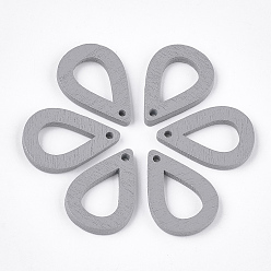 Светло-серый Расписные подвески из тополя, слеза, светло-серый, 25x17x2.5 мм, отверстие : 1.8 мм